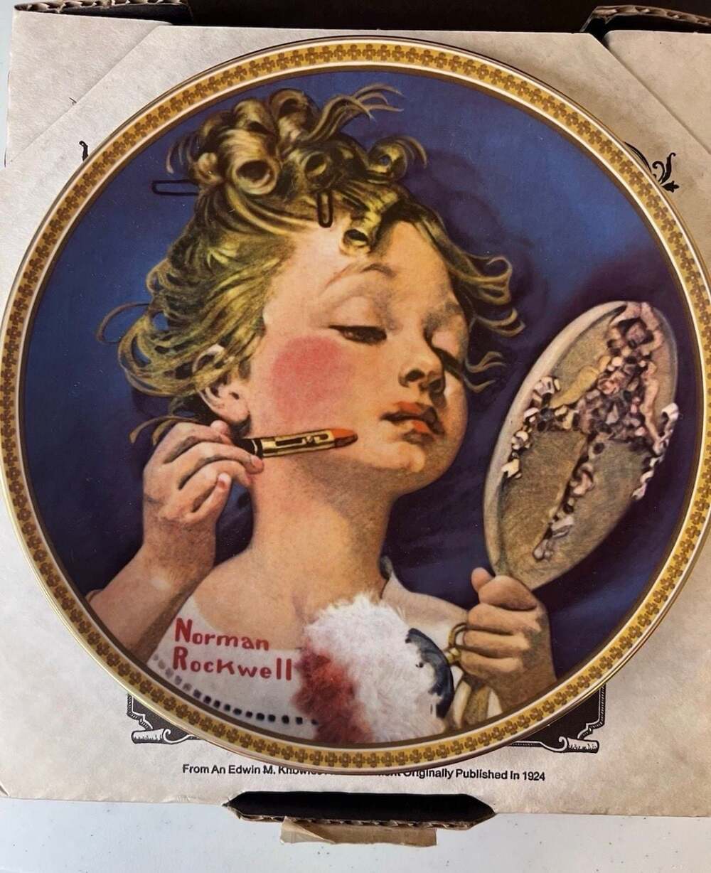 Edwin M. Knowles Norman Rockwell 'Making Believe at the Mirror' Collector Plate